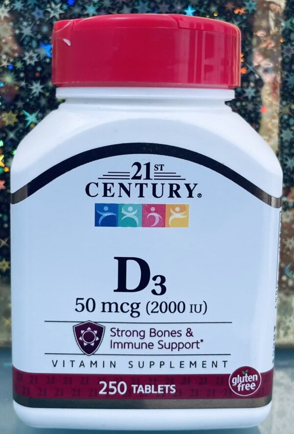 21 Century D3 50 mcg 2,000 IU frascon con 250 tabletas