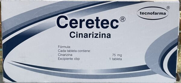 Ceretec Cinarizina 75 mg caja con 60 tabletas