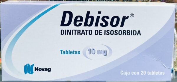 Debisor Dinitrato de Isosorbida 10 mg caja con 20 tabletas