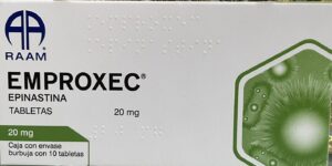 Emproxec Epinastina 20 mg caja con 10 tabletas
