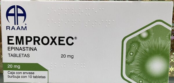 Emproxec Epinastina 20 mg caja con 10 tabletas