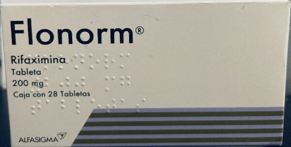 Flonorm Rifaximina 200 mg caja con 28 tabletas