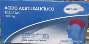 Generico Acido acetilsalicilico 500 mg caja con 20 tabletas
