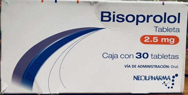 Generico Bisoprolol 2.5 mg caja con 30 tabletas