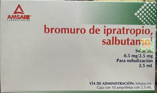 Generico Bromuro de Ipratropio 0,5 mg / Salbutamol 2,5 mg caja con 10 ampolletas