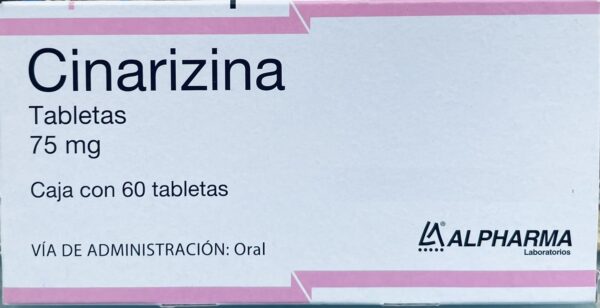 Generico Cinarizina 75 mg caja con 60 tabletas
