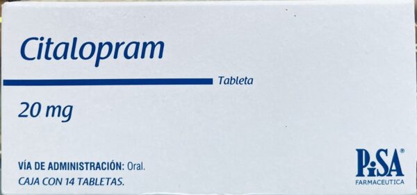 Generico Citalopram 20 mg caja con 14 tabletas