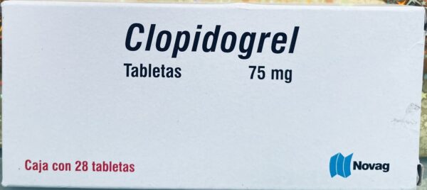 Generico Clopidogrel 75 mg caja con 28 tabletas