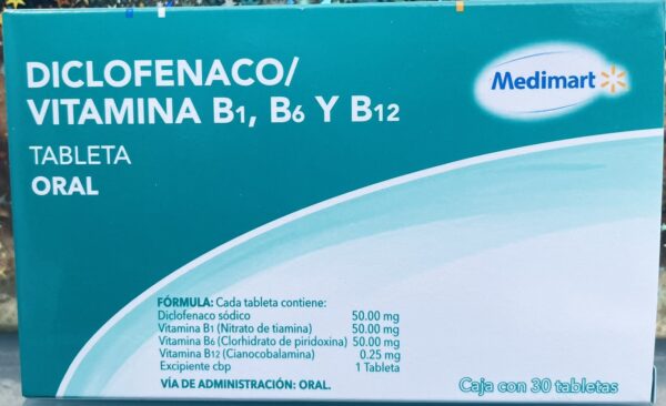 Generico Diclofenaco / Complejo B caja con 30 tabletas
