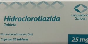 Generico Hidroclorotiazida 25 mg caja con 20 tabletas