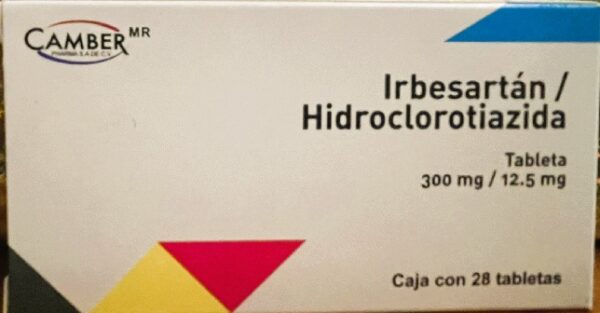 Generico Ibersartan 300mg / hidroclorotiazida 12.5 mg caja con 28 tabletas