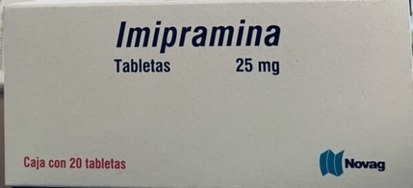 Generico Imipramina 25 mg caja con 20 tabletas