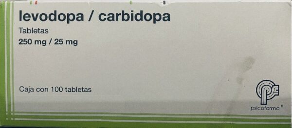 Generico Levodona 250 mg / Carbidopa 25 mg caja con 100 tabletas