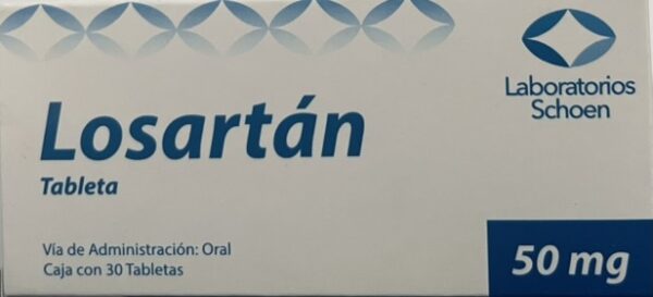Generico Losartan 50 mg caja con 30 tabletas