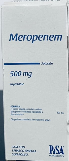 Generico Meropenem 500 mg caja con 1 inyectable