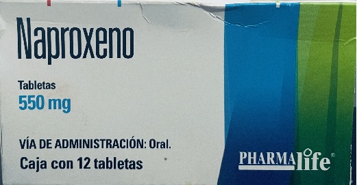 Generico Naproxeno 550 mg caja con 12 tabletas
