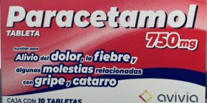Generico Paracetamol 750 mg caja con 10 tabletas