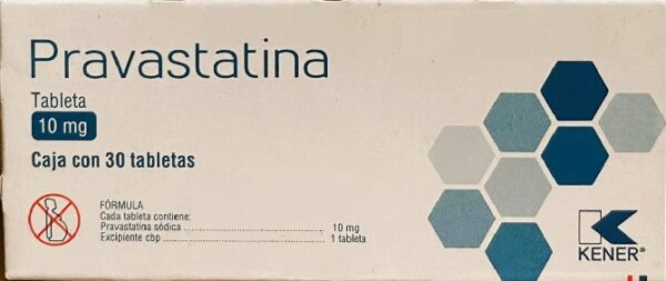 Generico Pravastatina 10 mg caja con 30 tabletas