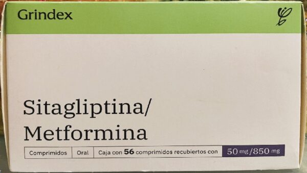 Generico Sitagliptina 50 mg / Metformina 850 mg caja con 56 tabletas