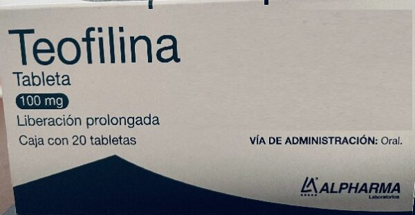 Generico Teofilina 100 mg caja con 20 tabletas