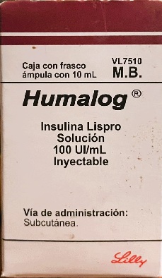 Humalog Insulina lispro 100 UI/ml caja con frasco ampula con 10 ml