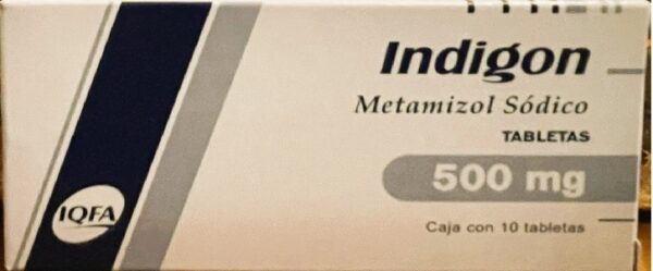 Indigon Metamizol sodico 500 mg caja con 10 tabletas