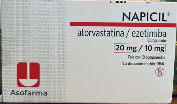 Napicil Atorvastatina 20mg / Ezebtimiba 10 mg caja con 10 comprimidos