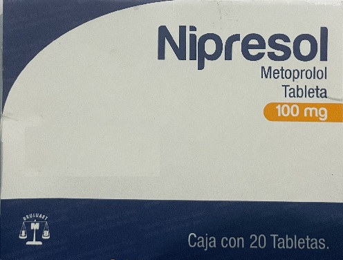 Nipresol metoprolol 100 mg caja con 20 tabletas