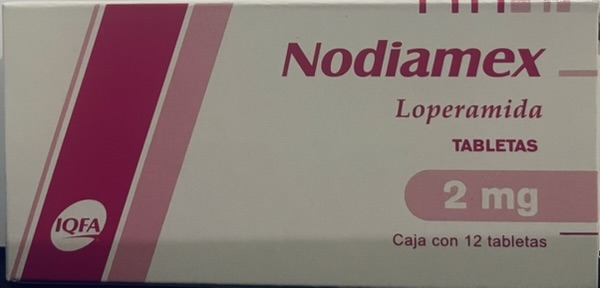 Nodiamex Loperamida 2 mg caja con 12 tabletas
