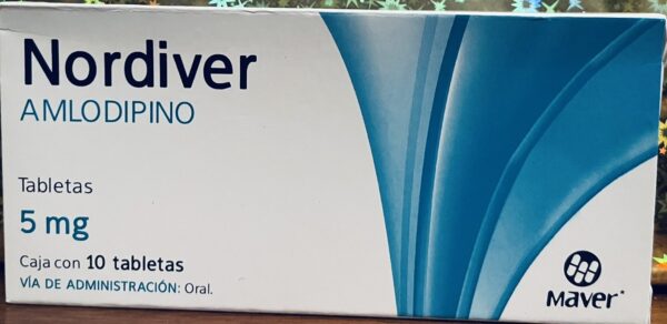 Nordiver Amlodipino 5 mg caja con 10 tabletas