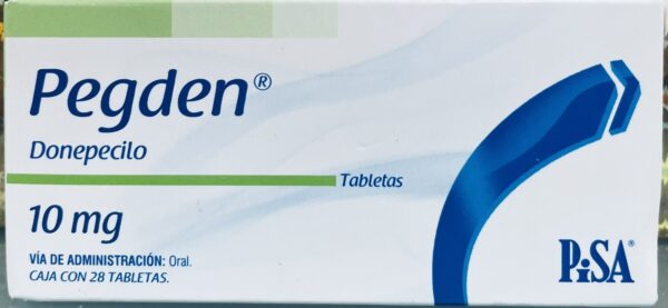 Pegden Donepecilo 10 mg caja con 28 tabletas