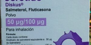 Seretide diskus Salmeterol 50 mcg - Fluticasona 100 mcg caja con dispositivo inhalador con 60 dosis