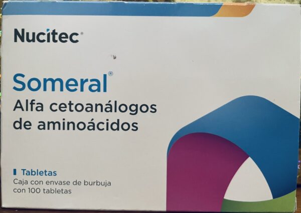 Someral Alfa cetoanalogos de aminoacidos caja con 100 tabletas