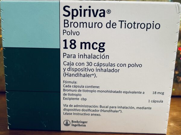 Spiriva Bromuro de Tiotropio 18 mcg caja con 30 capsulas con inhalador