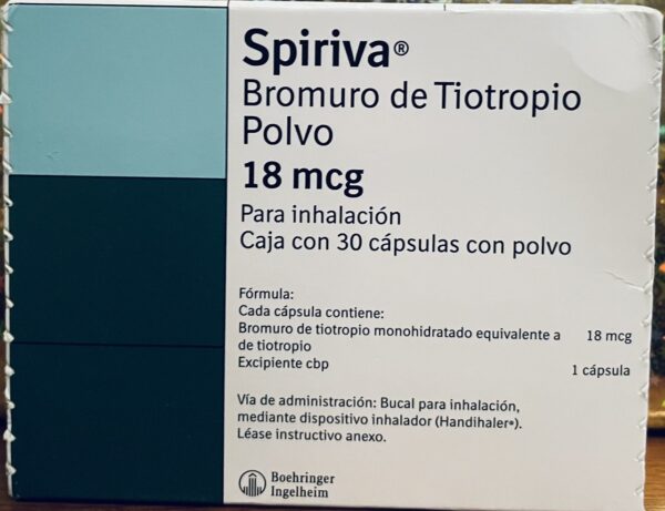 Spiriva Bromuro de Tiotropio 18 mcg caja con 30 capsulas sin inhalador