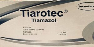 Tiarotec Tiamazol 5 mg caja con 20 tabletas