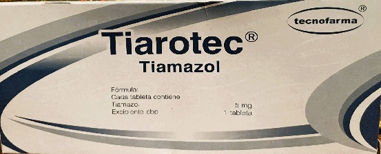Tiarotec Tiamazol 5 mg caja con 20 tabletas