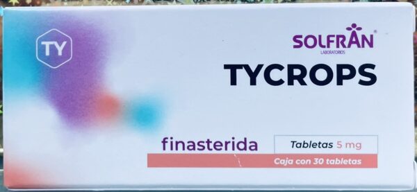 Tycrops Finasterida 5 mg caja con 30 tabletas